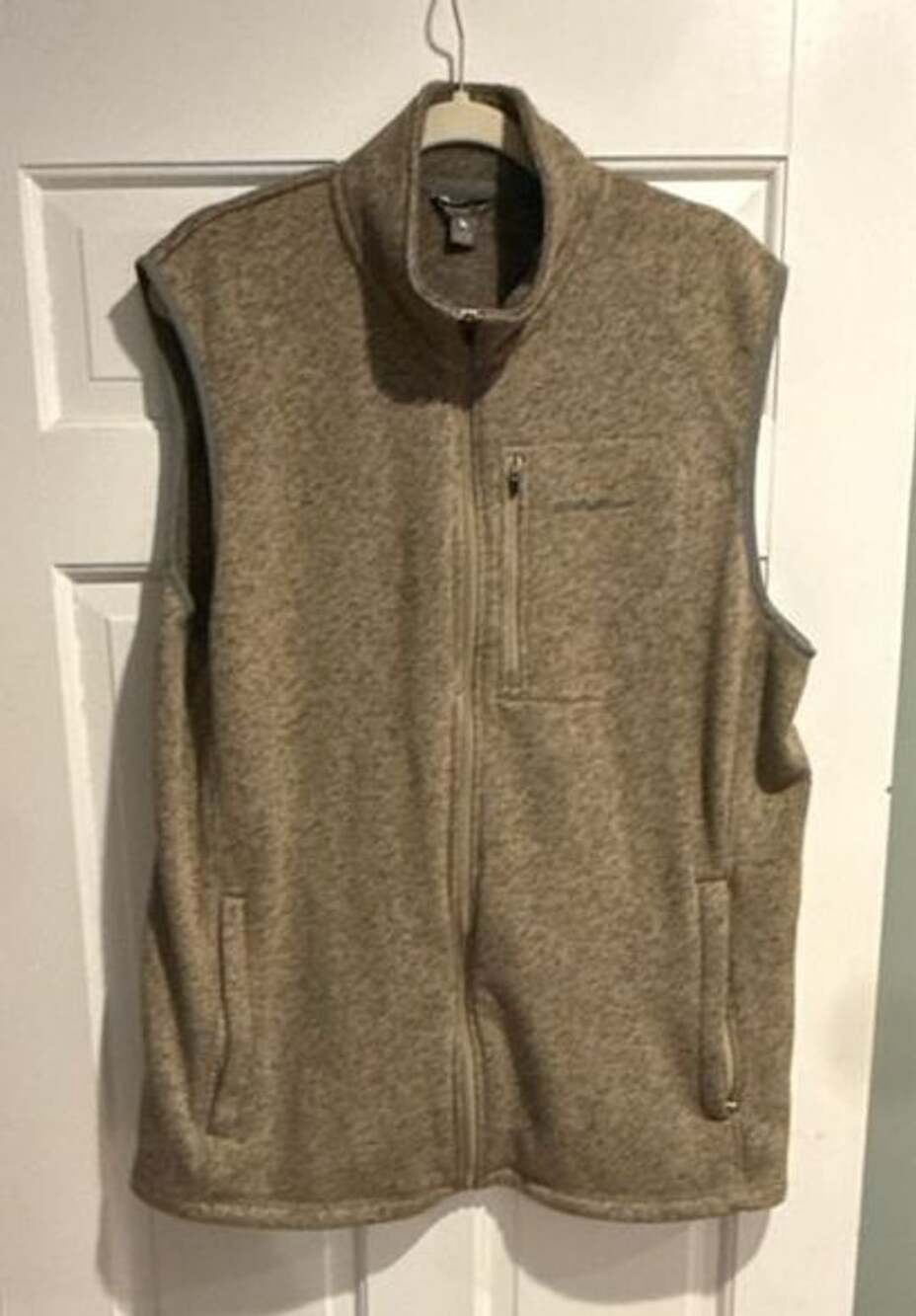 Eddie Bauer Fleece Vest Size TXL Taupe Marled Full Zip mens
